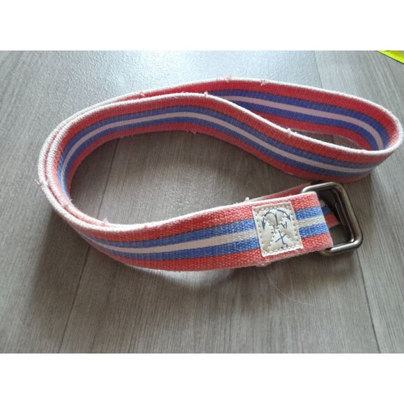 American Eagle Outfitters Striped Canvas Belt With Anchor Patch One Size Cotton - Picture 4 of 10